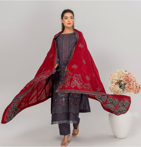 EMBROIDERED FANCY DHANAK 3 PIECE SUITING